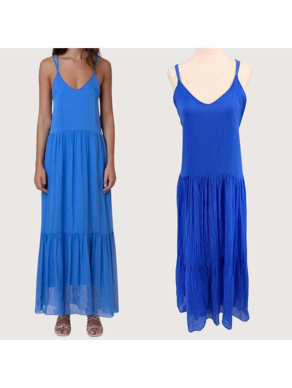 FRNCH Paris Silk Blend Tiered Maxi Dress M